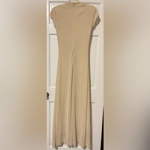 Gold shimmery evening gown with small train